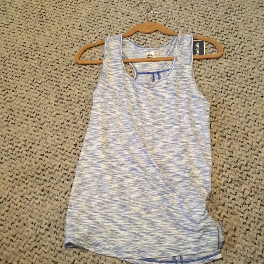 A blue exercise tank top